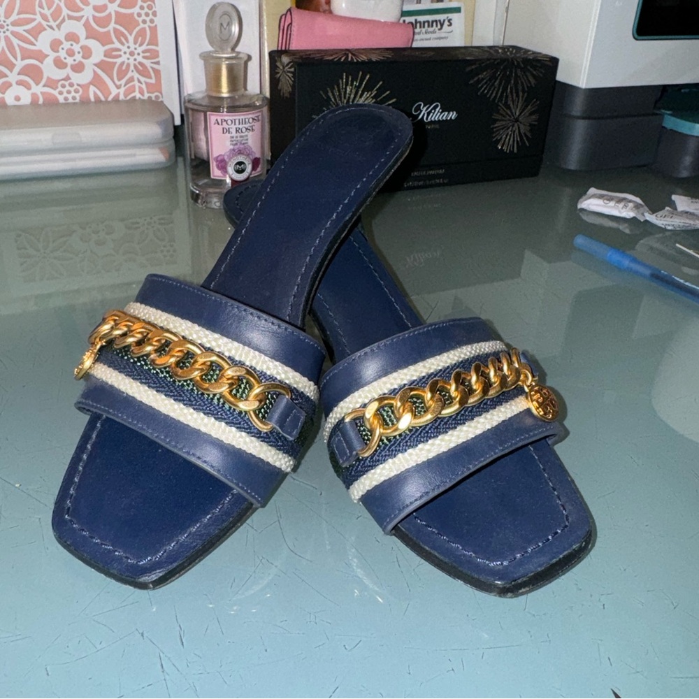 Tory Burch Navy Kitten Heel